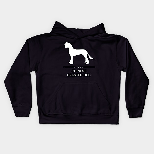 Chinese Crested Dog White Silhouette Kids Hoodie by millersye